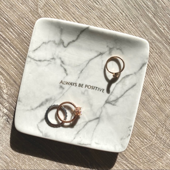 Marble Ceramic Jewelry Plate | Always Be Positive - Picture 1 of 2